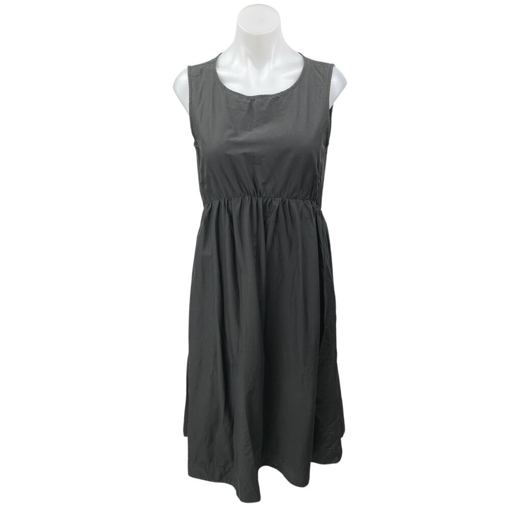 JOS Women's Gray Silk Sleeveless Pleated Crew Neck Midi A Line Tank Dress Sz 10